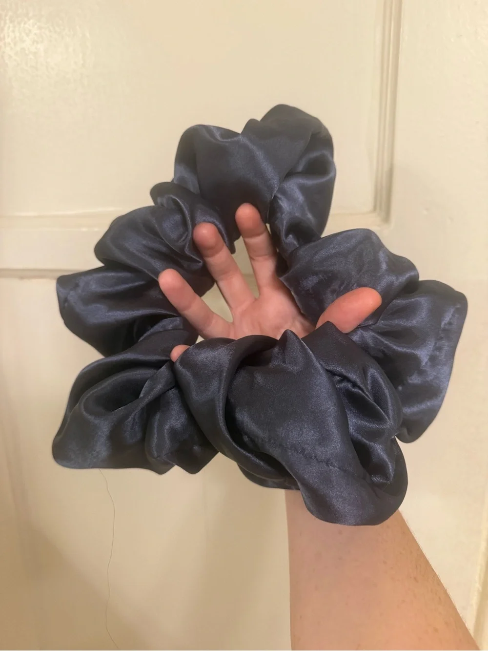 JUMBO Satin Silk Scrunchie - Grey Midnight